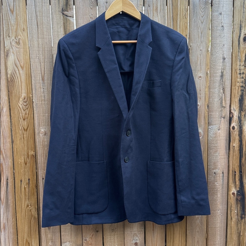 COS wool Dark Blue Textured blazer